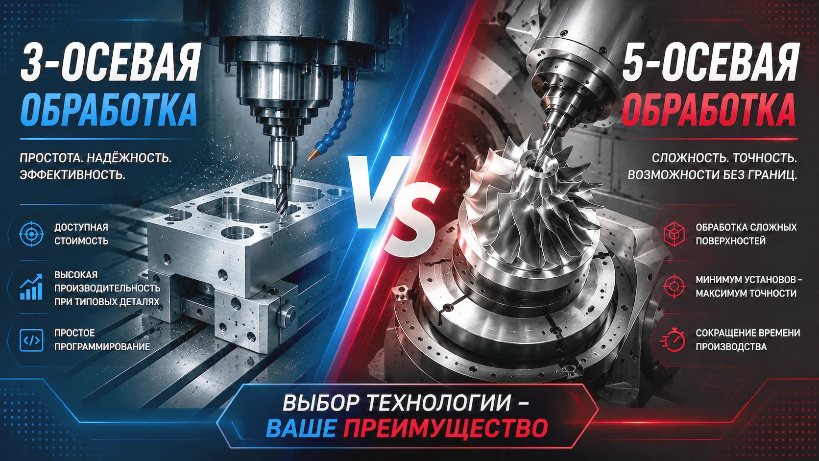 ⚙️ 3 оси или 5 осей — что выбрать для вашего производства?