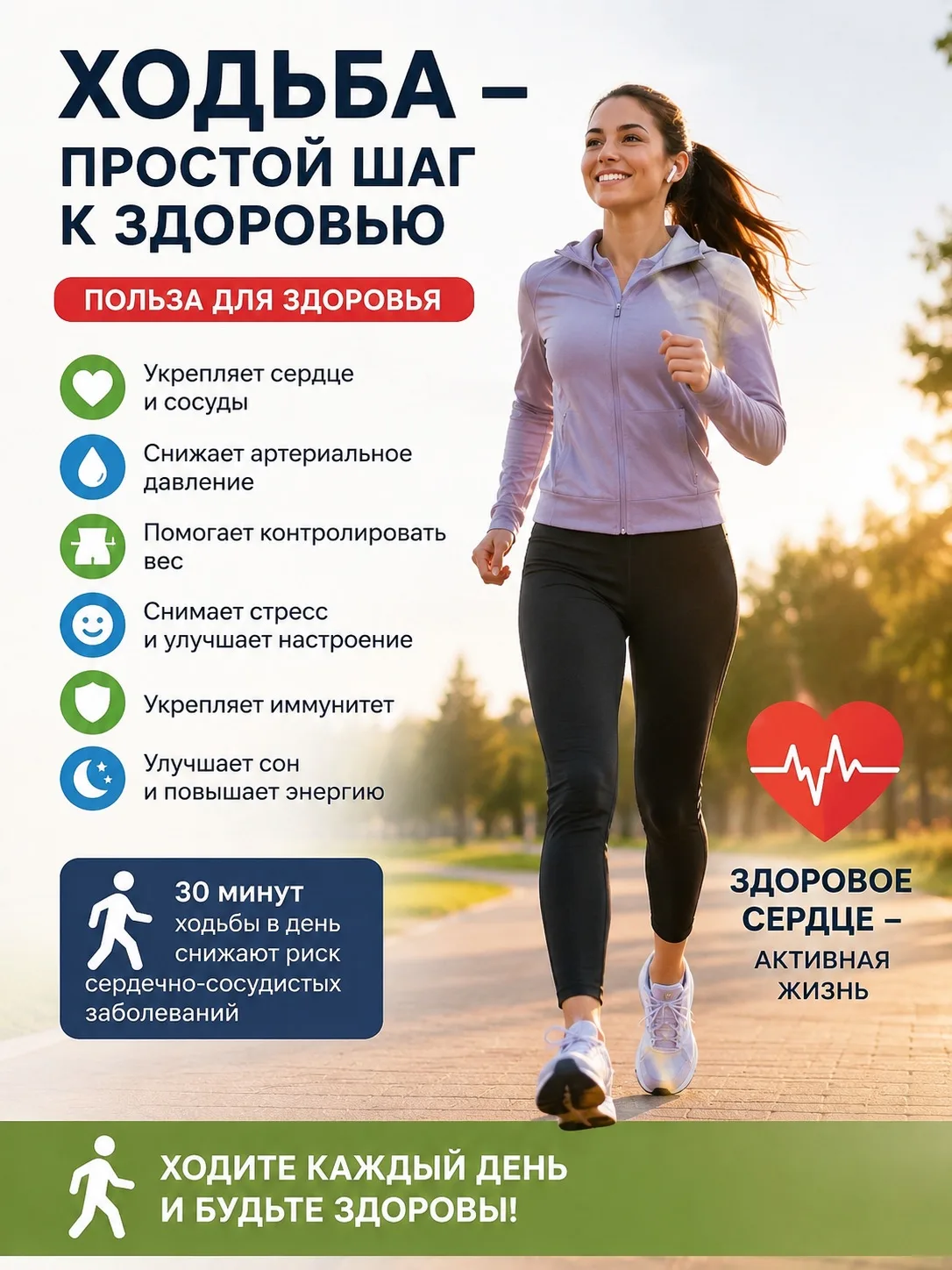 🫀 Ходьба — лучший подарок для вашего сердца!