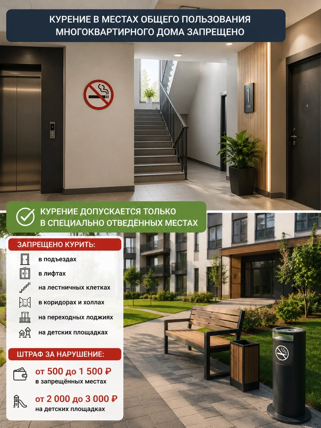 🚭 Где можно курить в многоквартирном доме?