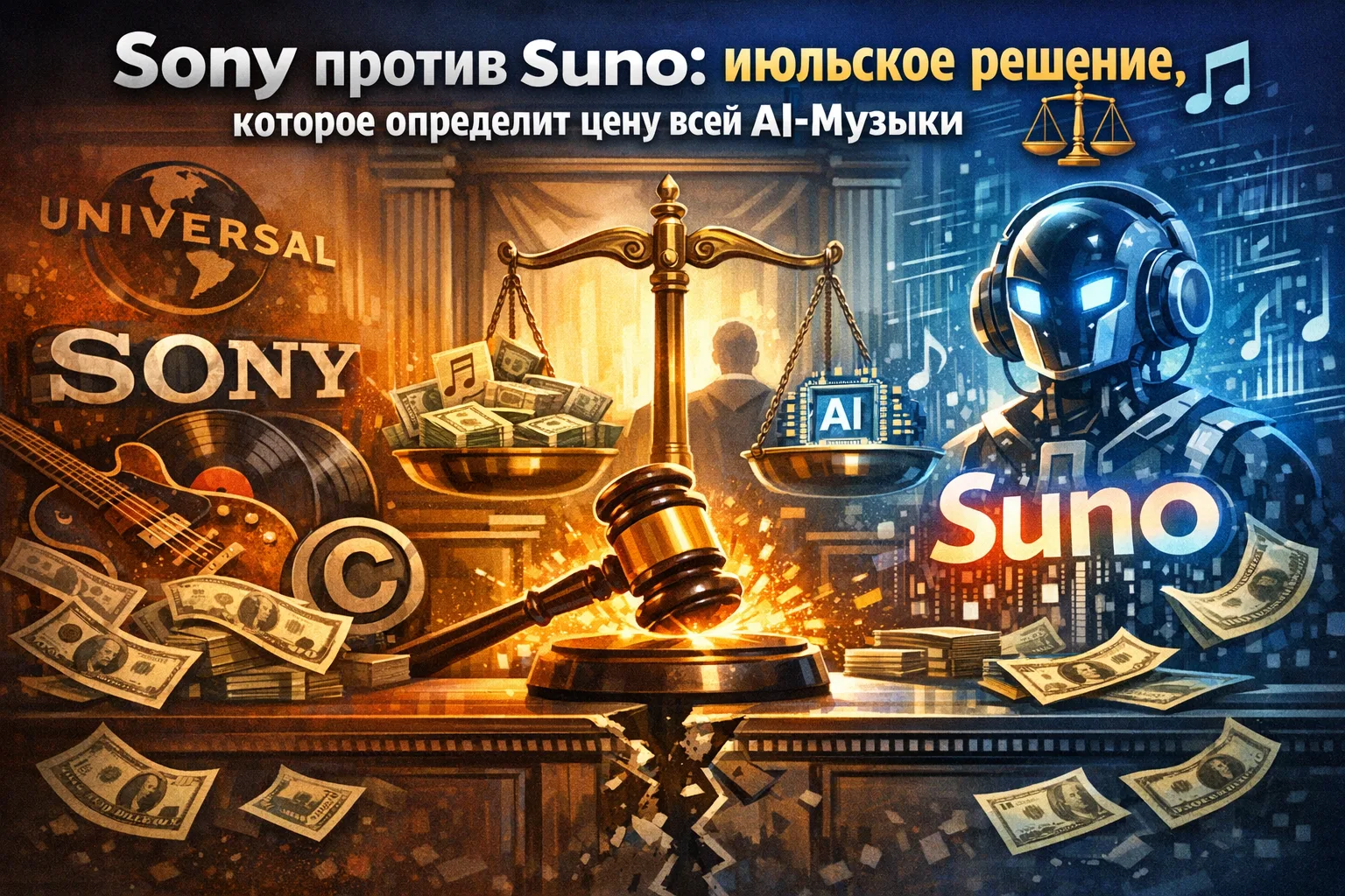 Sony против Suno: июльское решение, которое определит цену всей AI-музыки 🎵⚖️

Suno снова в центре 