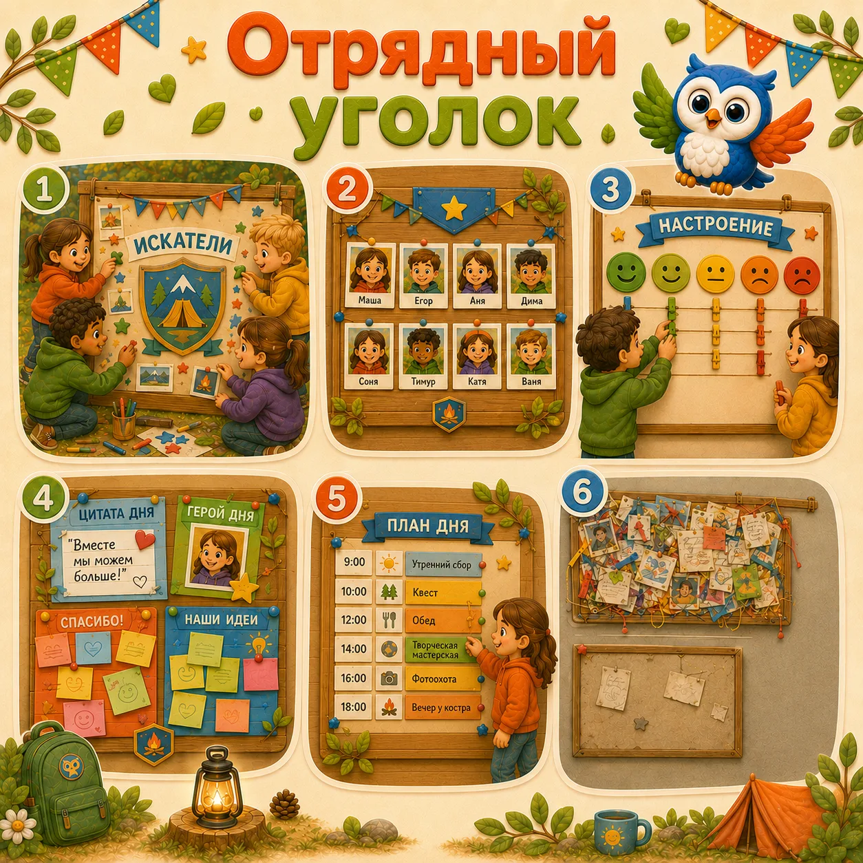 🎨 Отрядный уголок: что должно быть обязательно — и чего лучше избегать