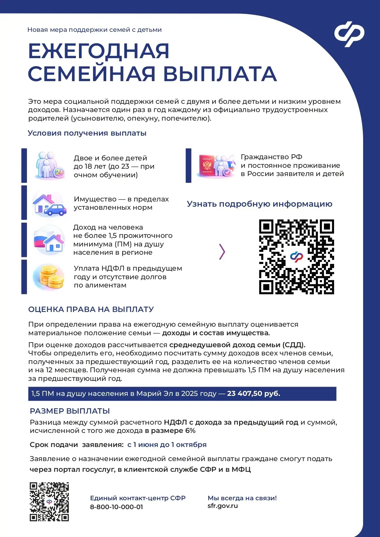 ИДЁТ ПРИЁМ ЗАЯВЛЕНИЙ НА ЕЖЕГОДНУЮ СЕМЕЙНУЮ ВЫПЛАТУ

Информируем вас о новой мере социальной поддержк