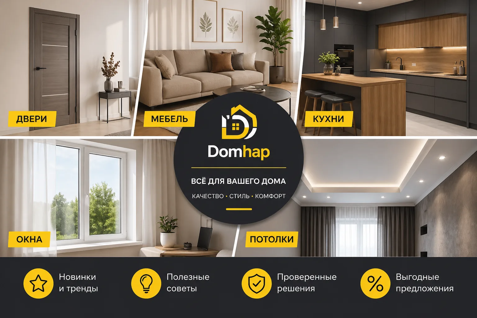 🏡 Добро пожаловать в Domhap!

Здесь мы помогаем сделать ваш дом уютнее, красивее и удобнее 👇

У на