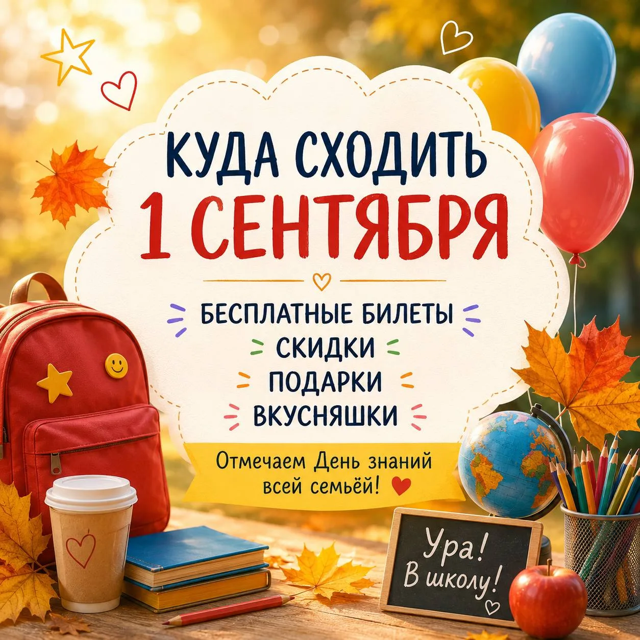 🎒 Куда сходить 1 сентября: бесплатные билеты, скидки, подарки и вкусняшки