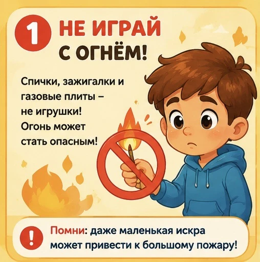 🔥 Пожарная безопасность — важные правила для каждого ребёнка!