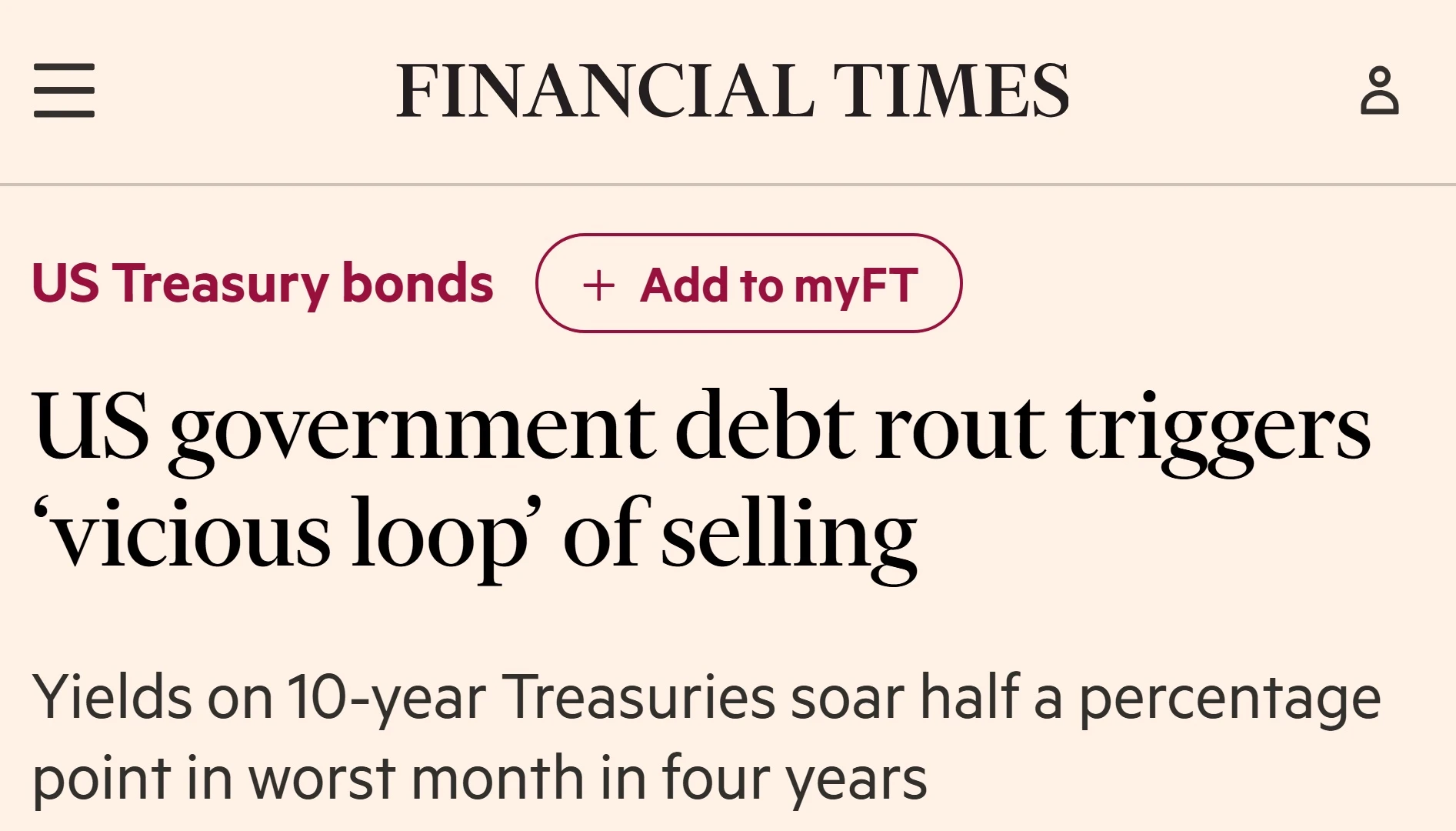 🇺🇸Обвал рынка госдолга США запускает «порочный круг» продаж, — Financial Times