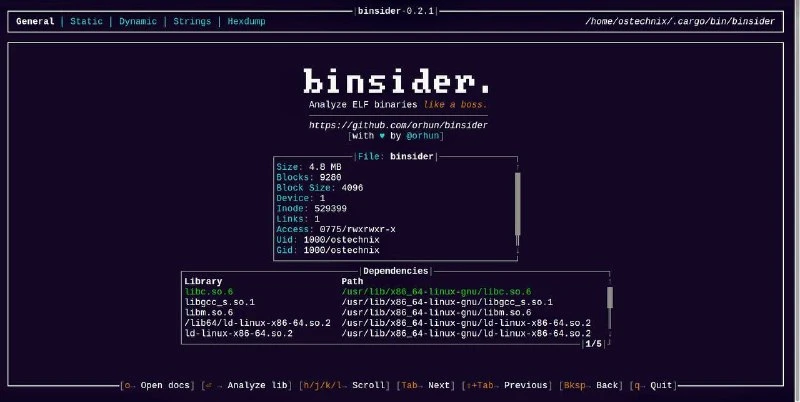 ◼️ Binsider — инструмент для анализа бинарных файлов в Linux