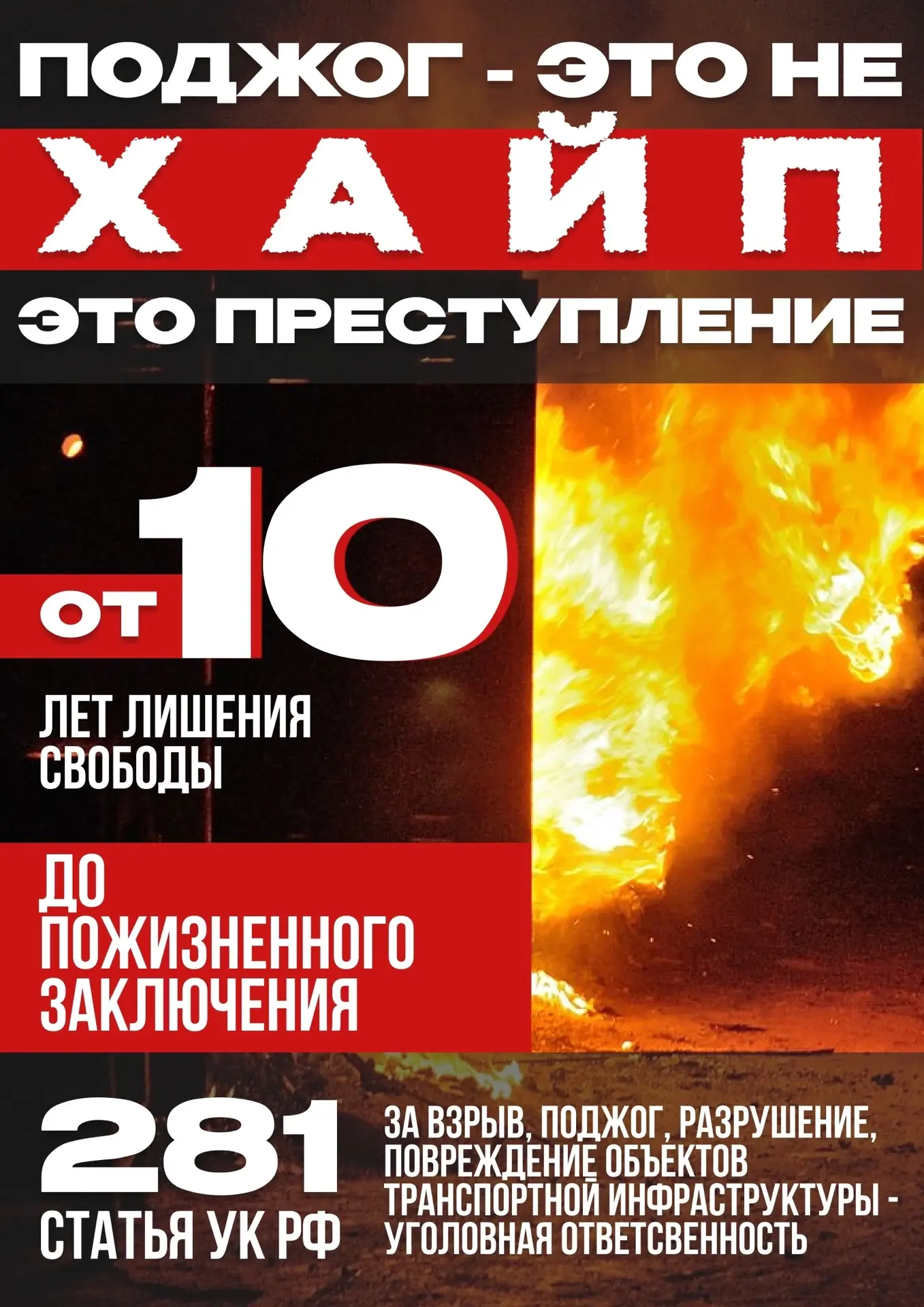 Координационный центр БГУ напоминает об ответственности за поджоги транспортной инфраструктуры!