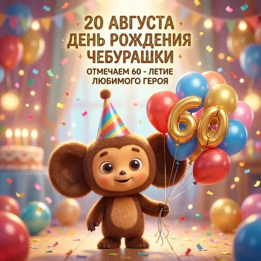 20 августа — День рождения Чебурашки: отмечаем 60‑летие любимого героя