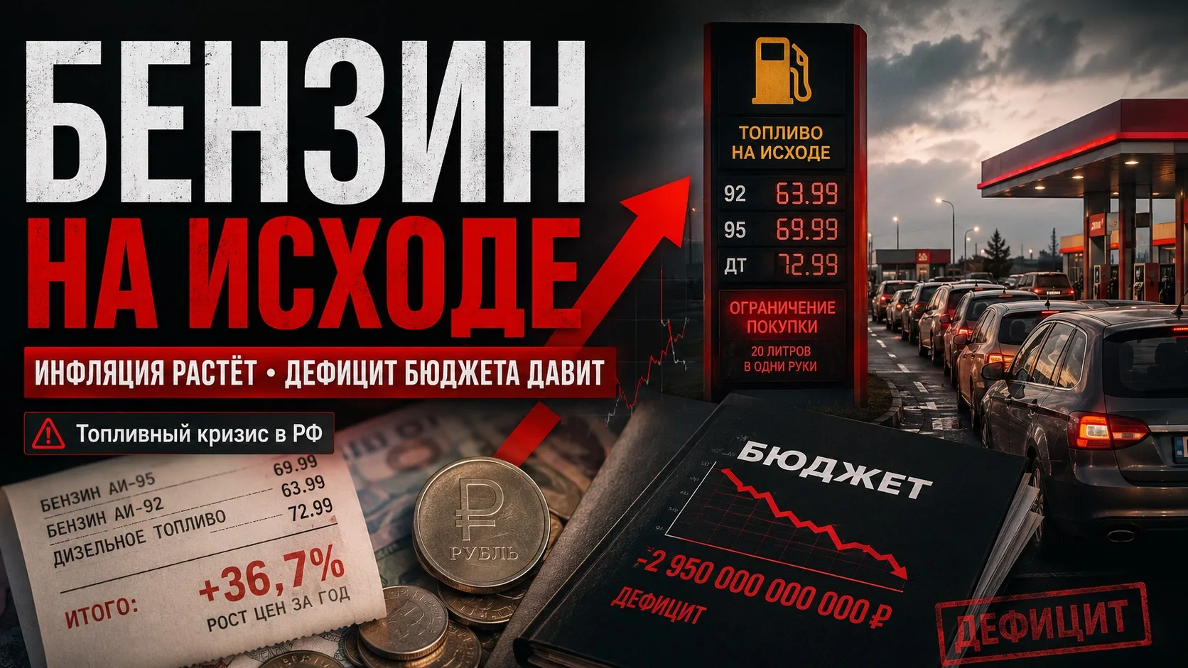 ❗️А вот и подошли реальные проблемы. Бензин разгоняет инфляцию и увеличивает дефицит бюджета, а на н