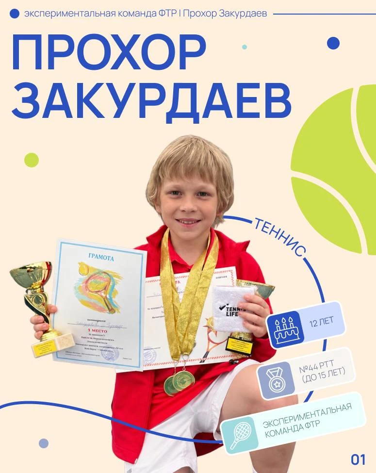 🎾 Знакомимся с Прохором Закурдаевым — 44-й ракеткой РТТ до 15 лет.