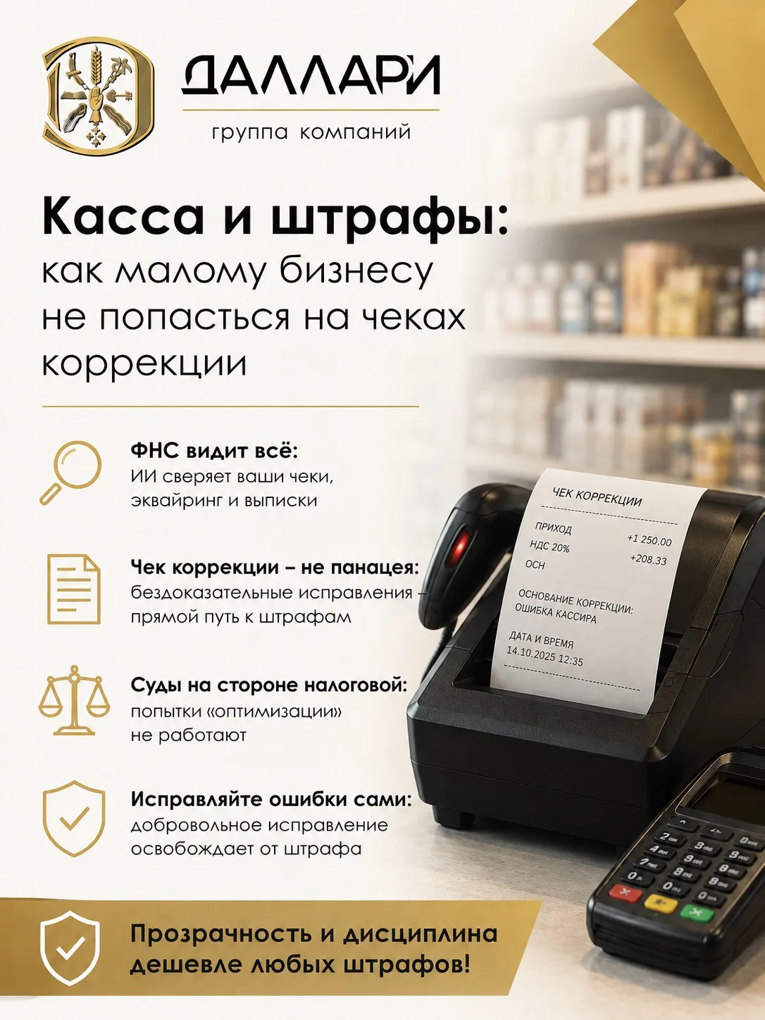 Касса и штрафы: как малому бизнесу не попасться на чеках коррекции