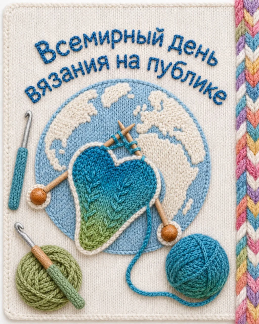 🎉 Милые мои, сегодня снова отмечаем праздник — Всемирным днем вязания на публике! 🧶💖

Во вторую с