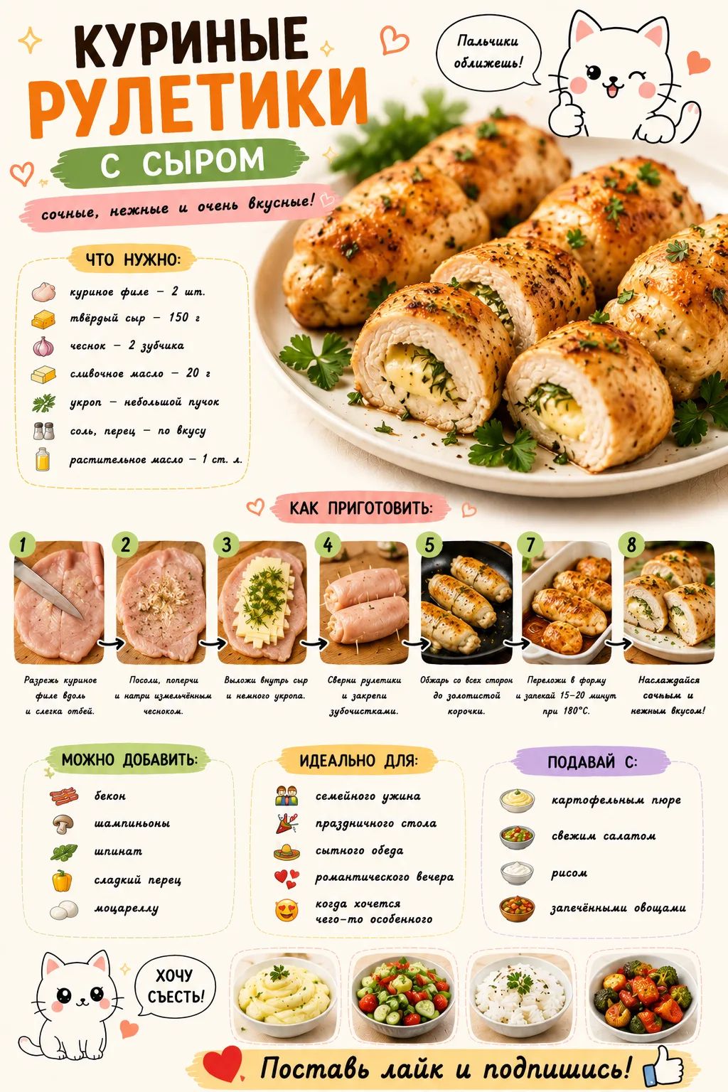 🧄 КУРИНЫЕ РУЛЕТИКИ С СЫРОМ