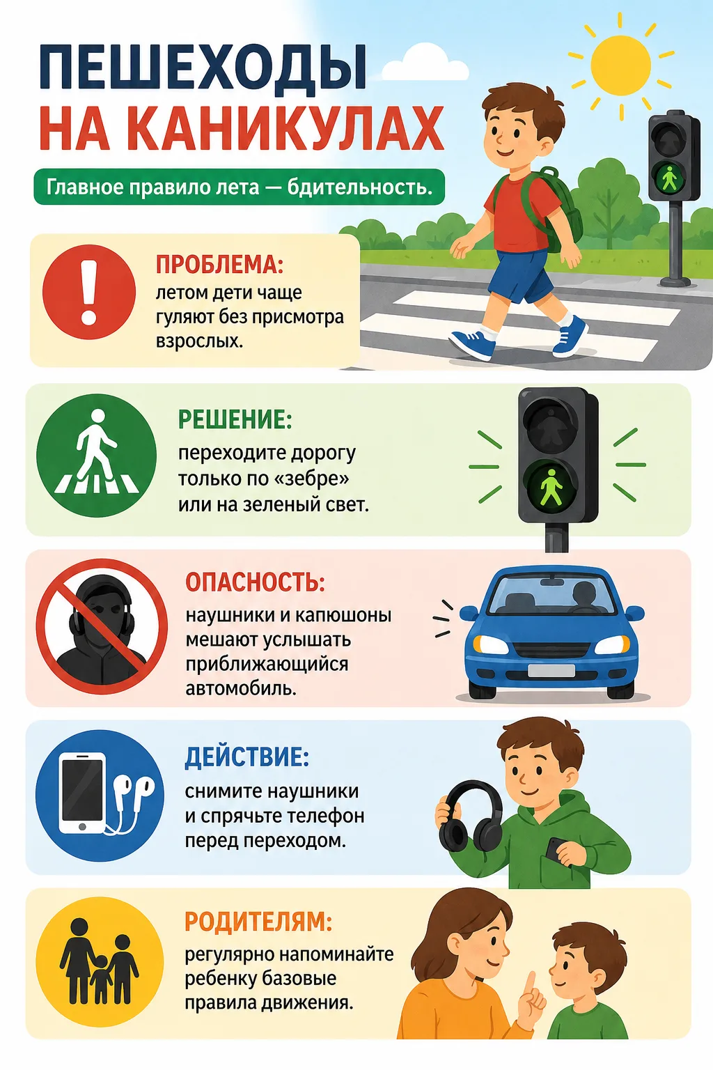 Лето — время свободы, но не для правил дорожного движения!
Начались длинные каникулы: дети проводят 
