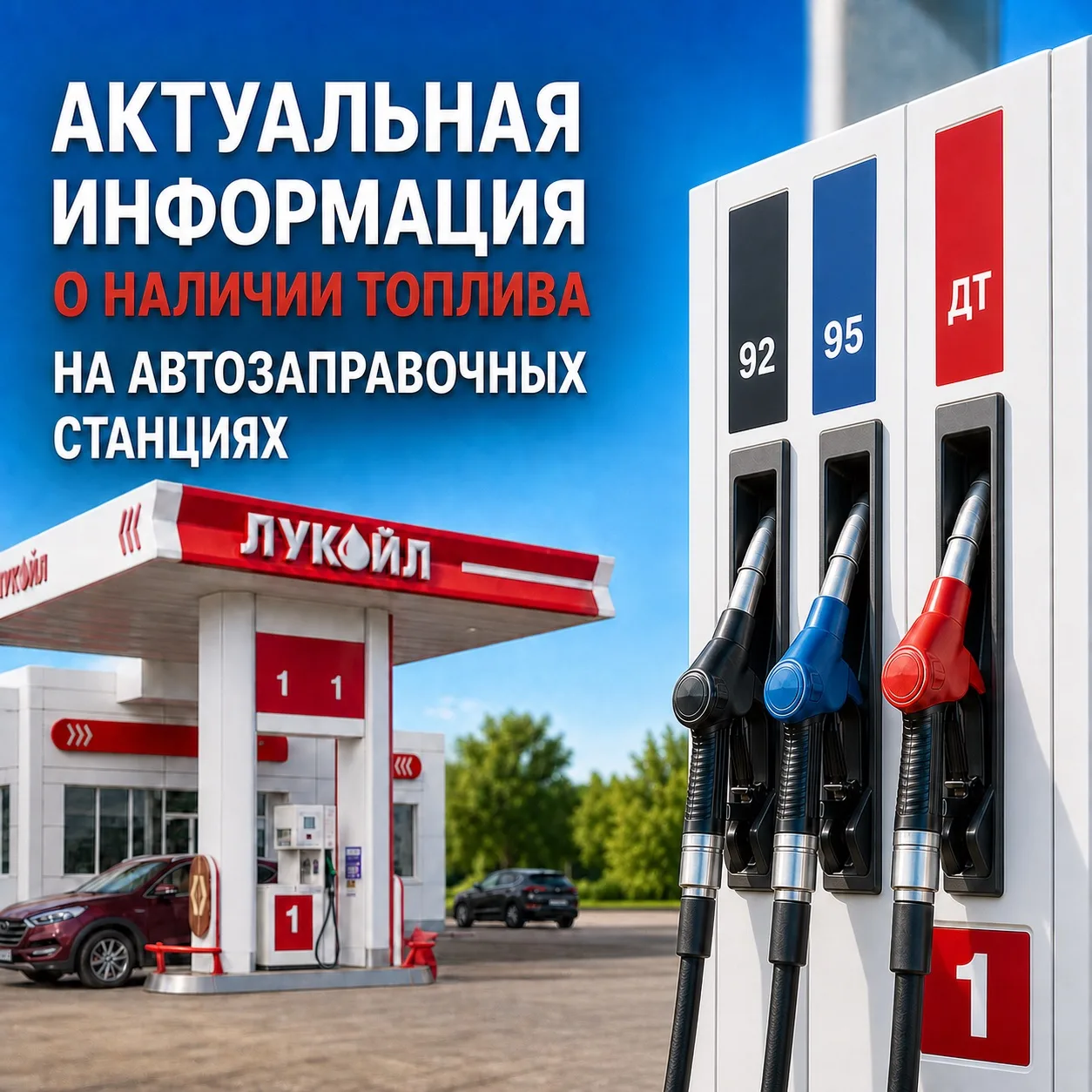 Сообщаю актуальную информацию о наличии топлива на АЗС Коряжмы на 09:00.