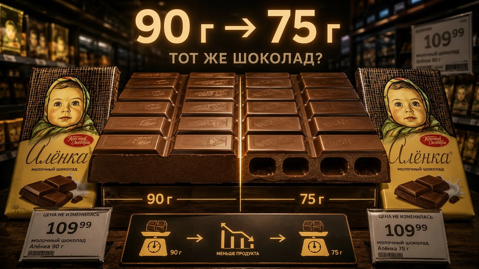 🍫 Производители шоколада начали уменьшать вес плиток без изменения упаковки

Чтобы сдержать рост це
