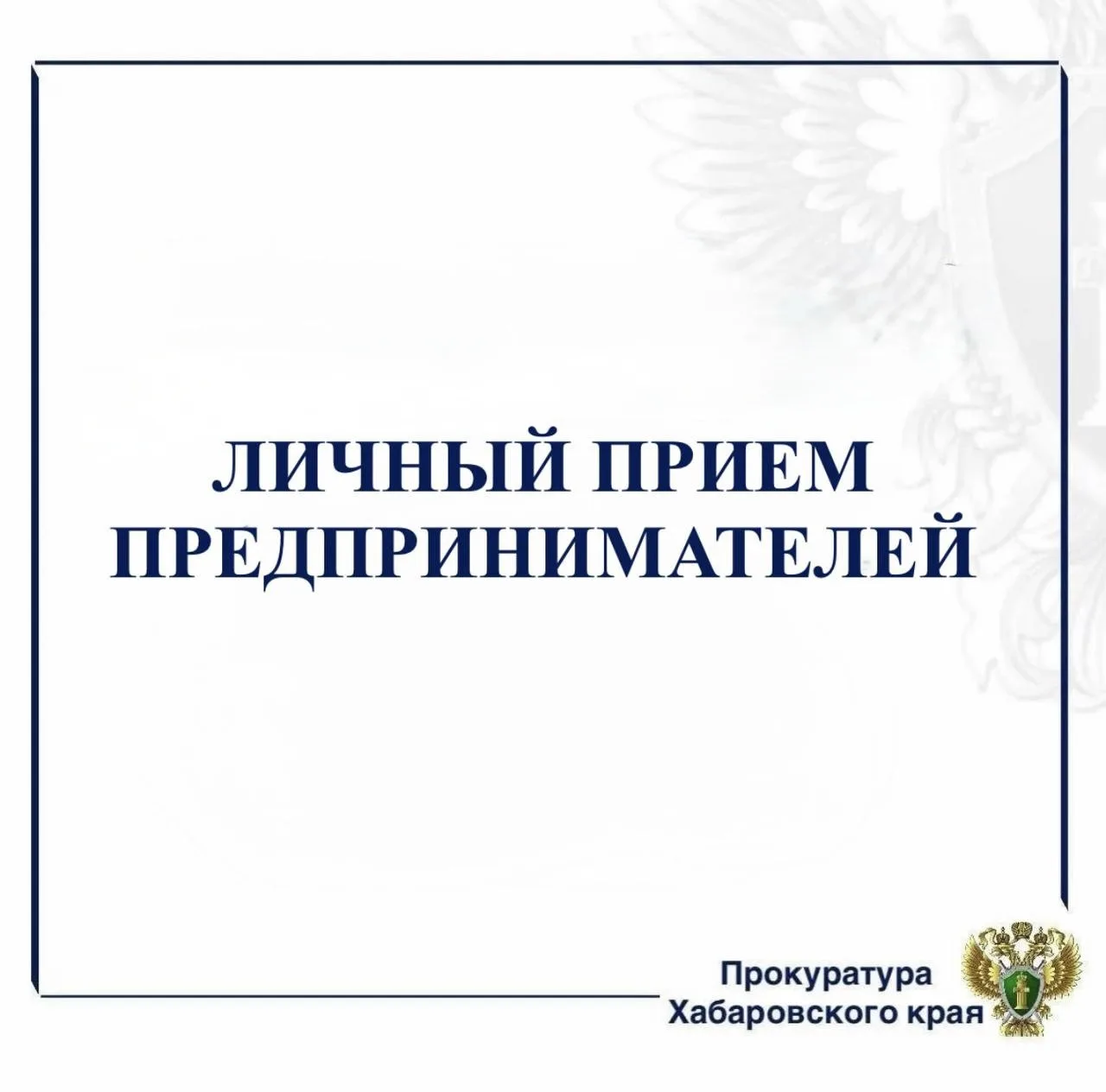 В органах прокуратуры Хабаровского края 4 августа 2026 года пройдет день приема предпринимателей

☎️