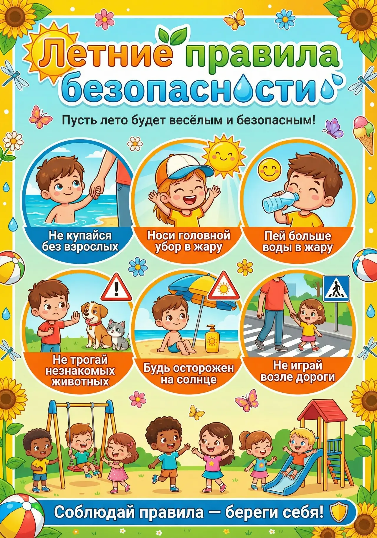 Дорогие родители! Напоминаем о простых правилах для безопасного лета: