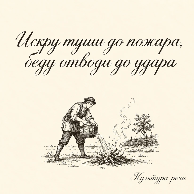 Искру туши до пожара, беду отводи до удара