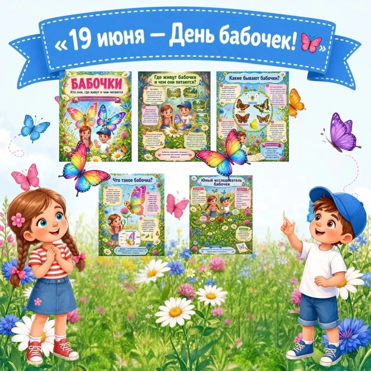 Сегодня замечательный летний денёк- День бабочек! Ребята старшей группы вспомнили, кто такие бабочки
