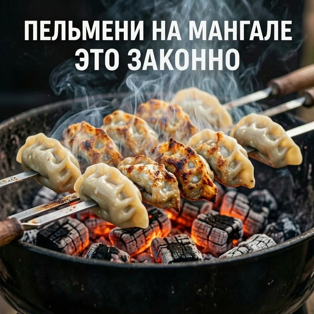 Пельмени на мангале.