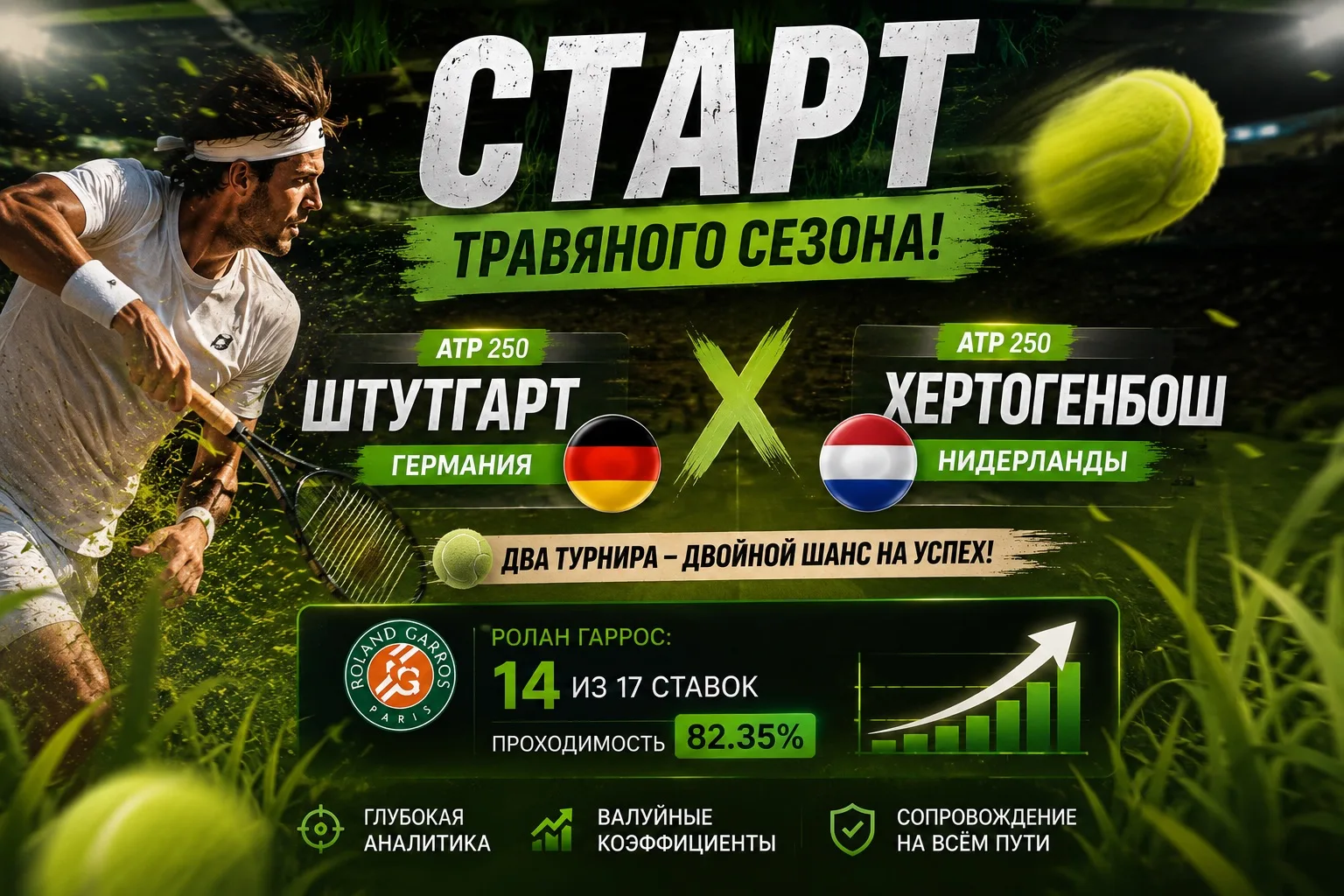 🔥Стартуют первые травяные турниры сезона — Штутгарт🇩🇪 и Хертогенбос🇳🇱