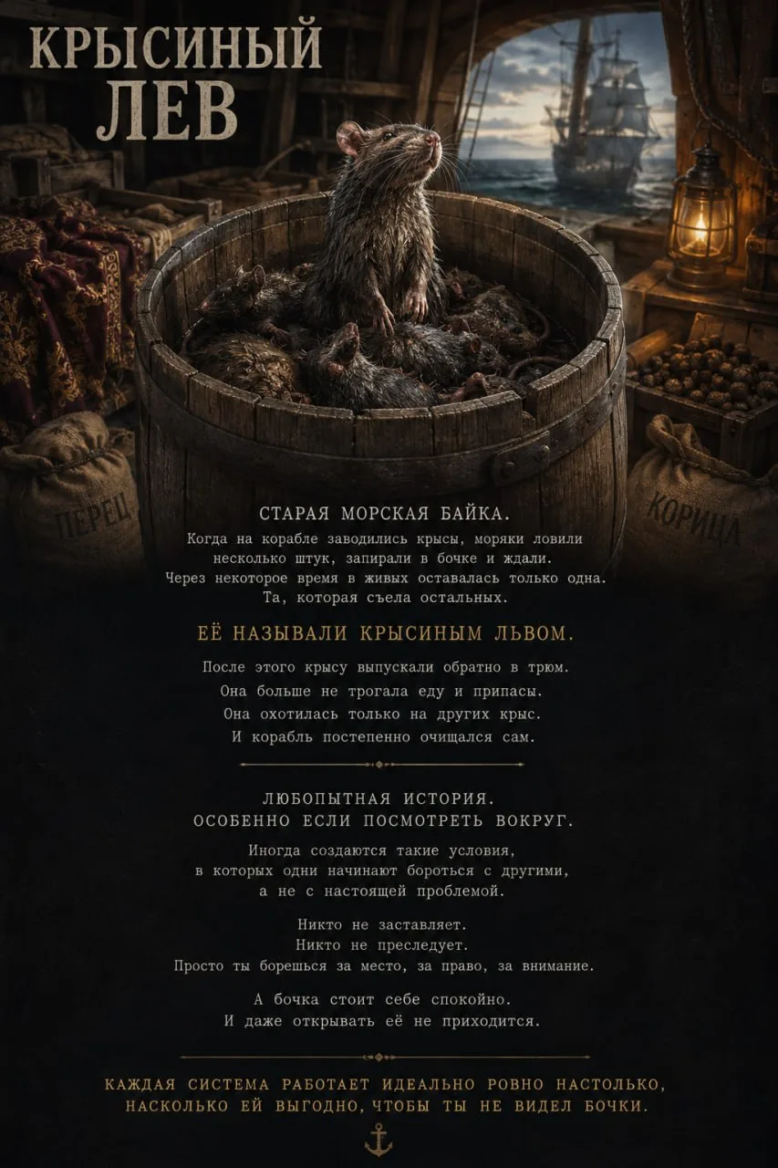 Крысиный лев

Старая морская байка.

Говорят, когда на корабле заводились крысы, портившие товар и п