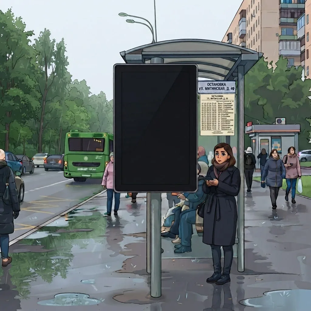 🚌 На Митинской перестало работать информационное табло