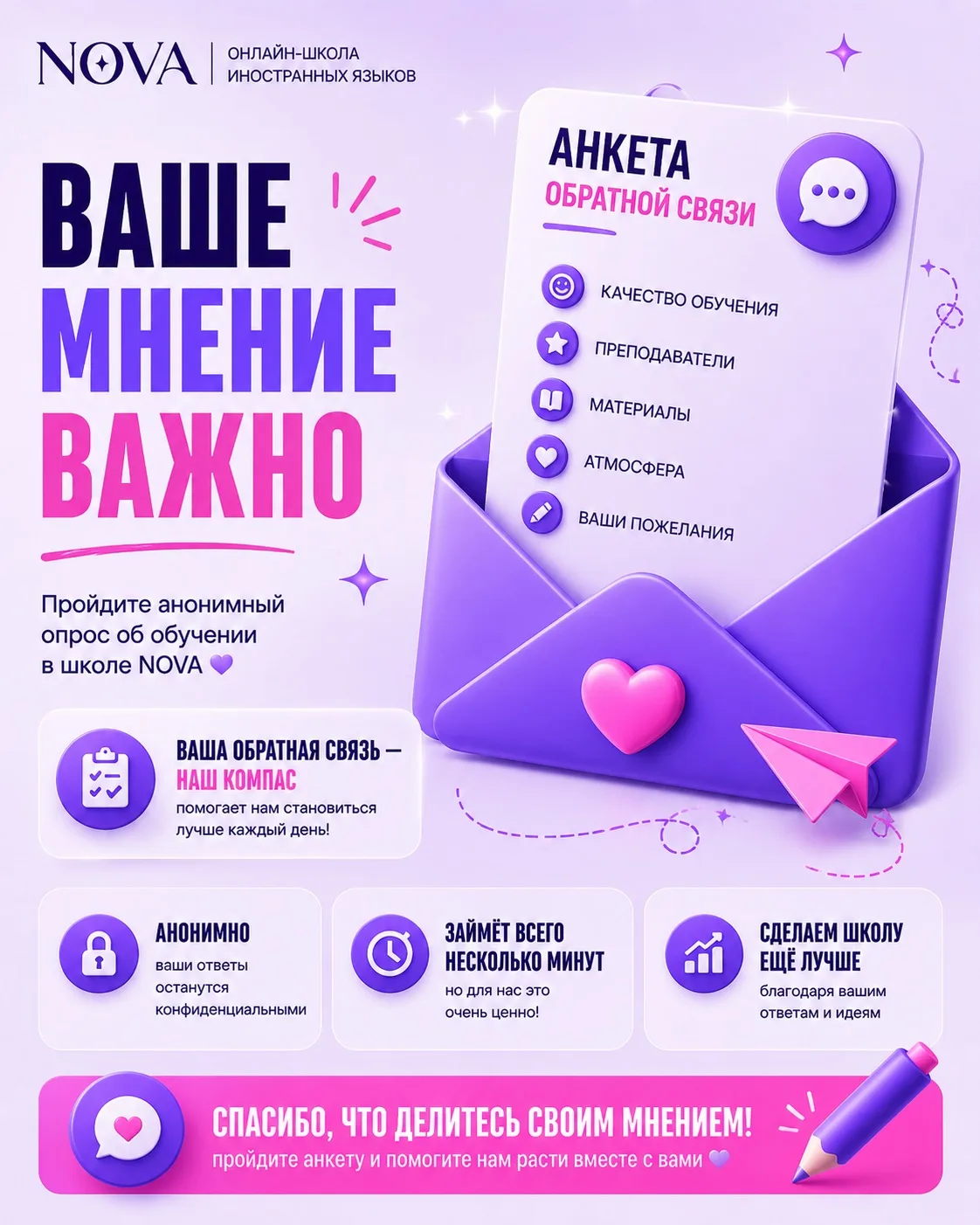💜 Уважаемые ученики школы NOVA и их родители!