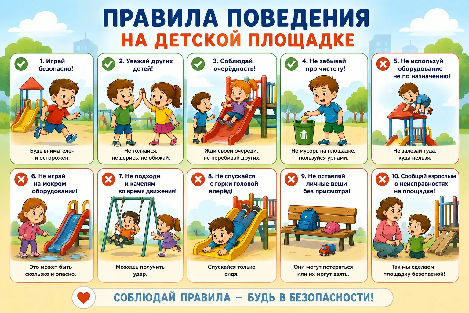 Правила поведения на детской площадке❗️