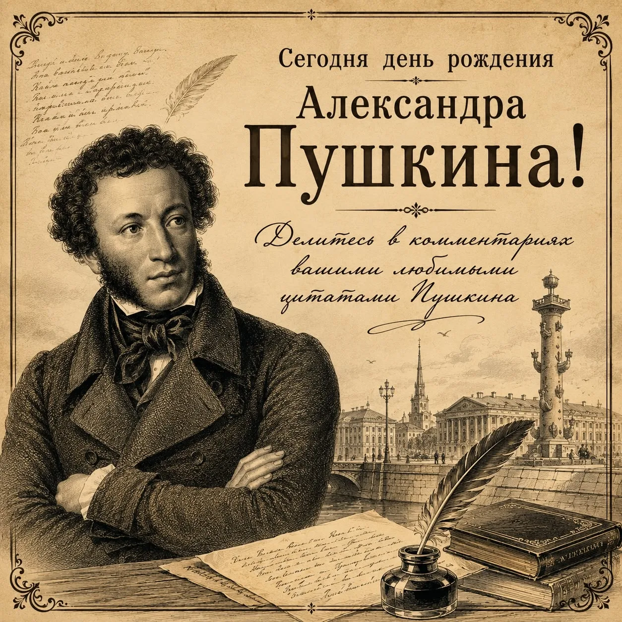 📖 6 июня — День рождения Александра Сергеевича Пушкина и День русского языка!