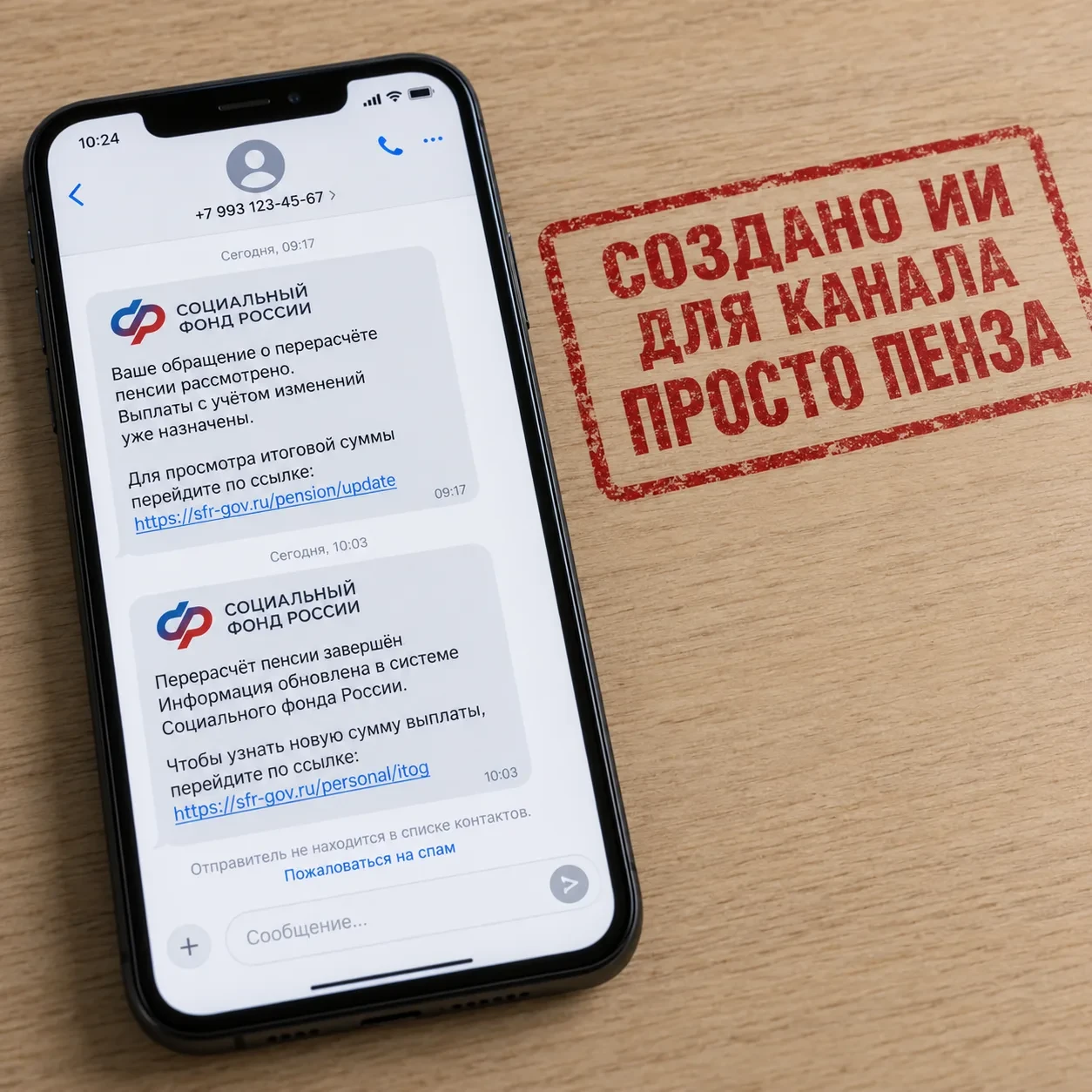 Мошенники рассылают фейковые уведомления от имени Соцфонда о перерасчёте пенсии. Сообще...