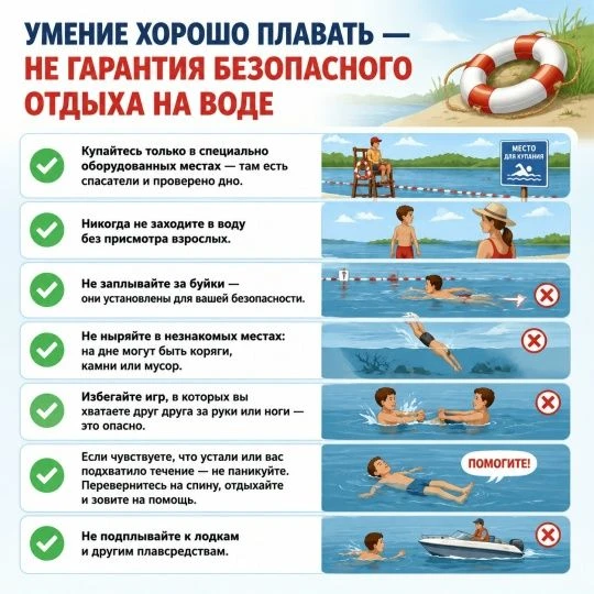 ☀️Середина лета — пик для отдыха у рек, озёр и, конечно, на море. ‼️Чтобы купание приносило только р