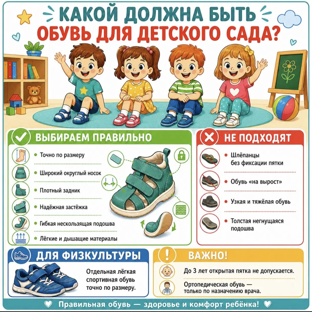 Какой должна быть обувь для детского сада?
