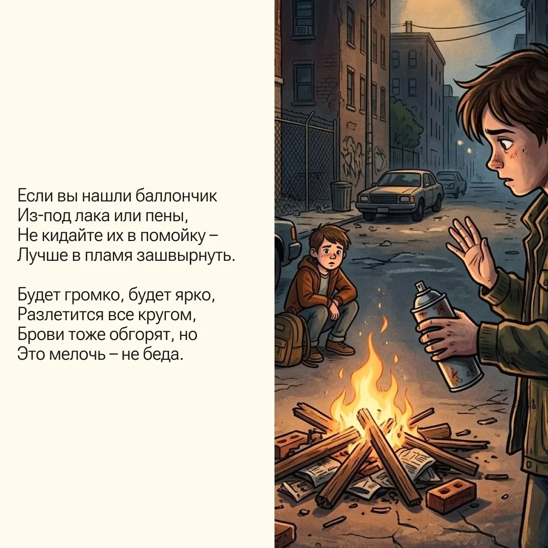 Нельзя поджигать мусор и разводить костры без присмотра взрослых. Иначе может случиться беда.  А как