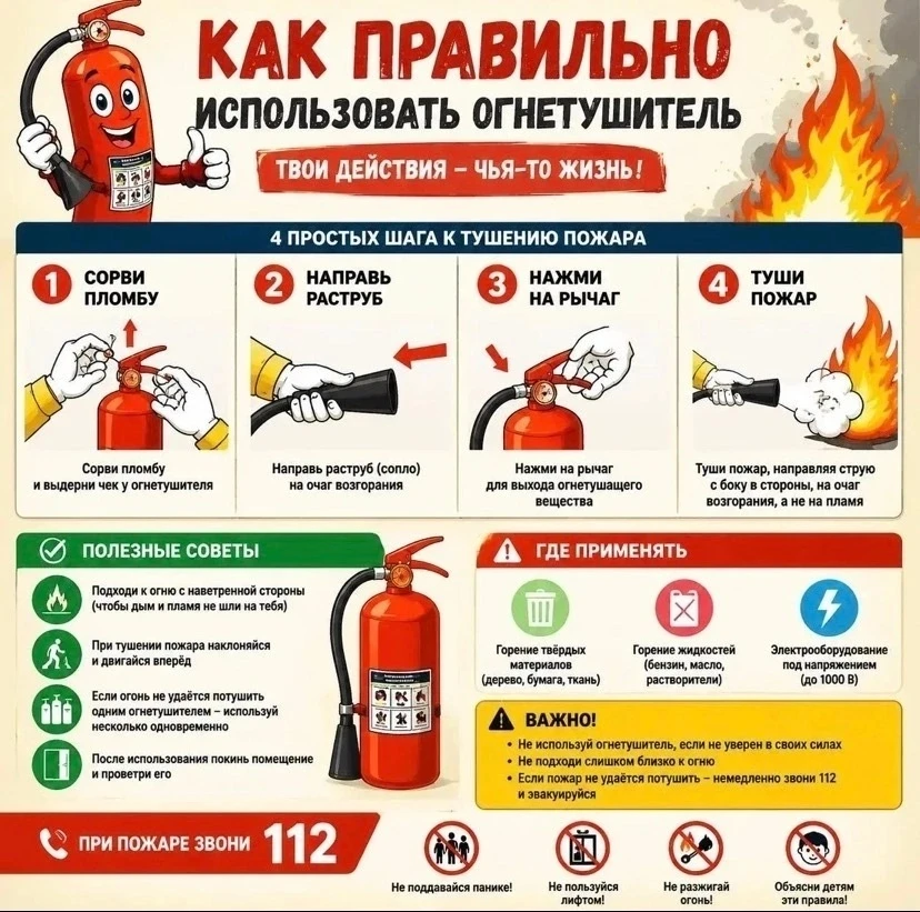 🔥  А вы знаете как правильно использовать огнетушитель?🔥