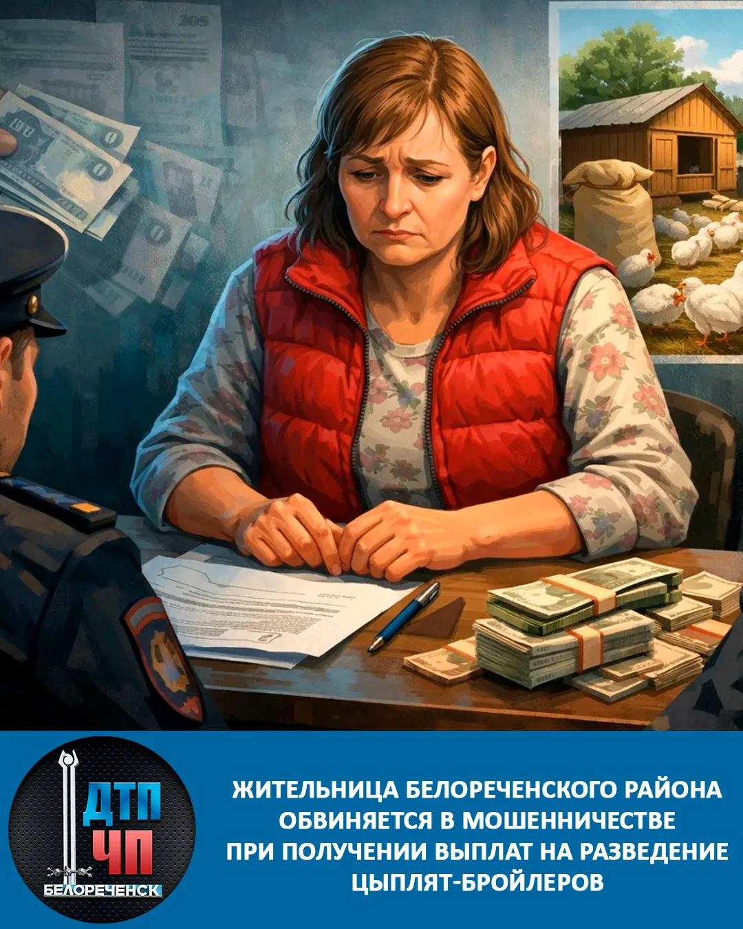Жительница Белореченского района обвиняется в мошенничестве при получении выплат на разведение цыпля