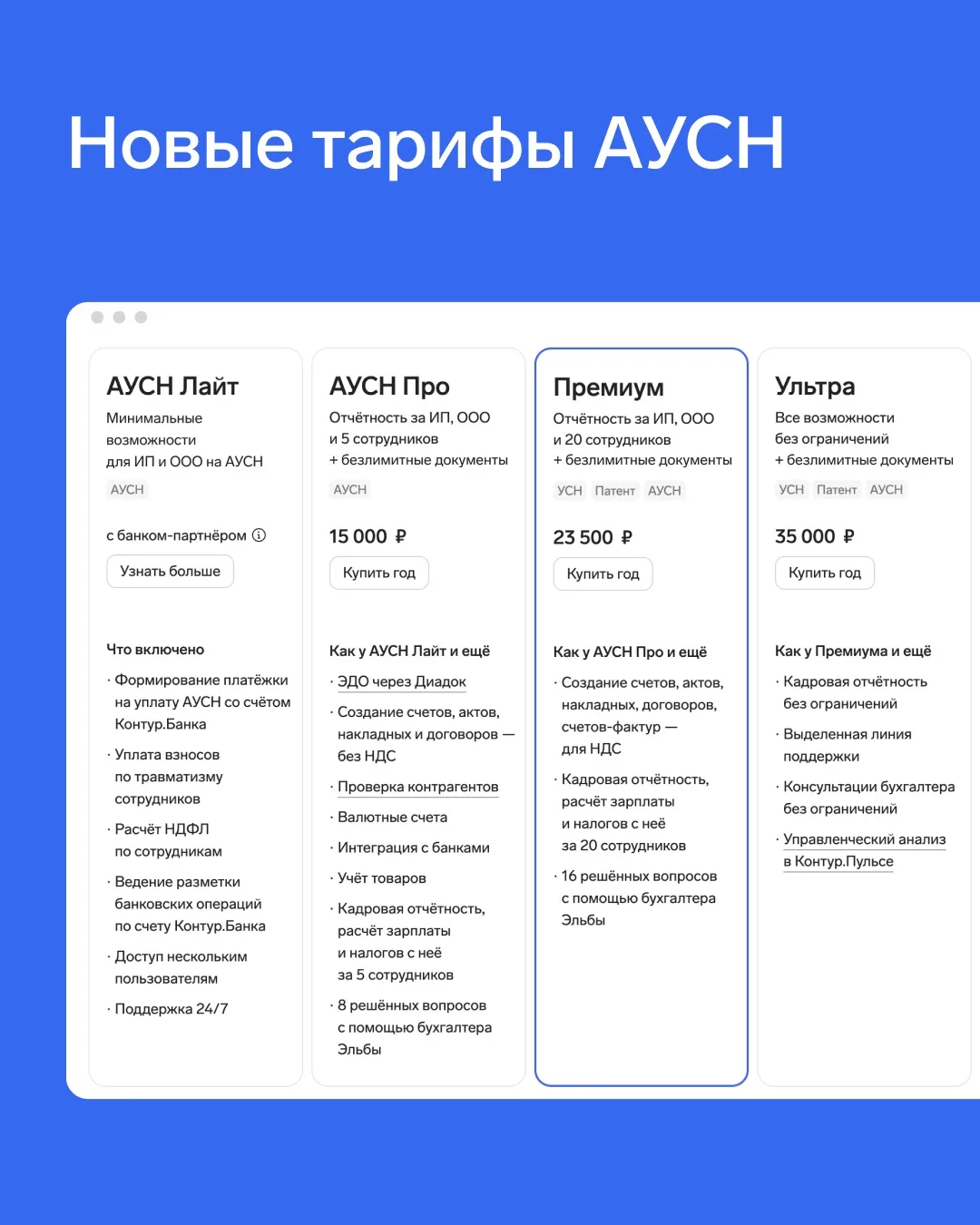 ⚡️ Новые тарифы АУСН в Эльбе

Недавно рассказывали о наших обновлениях, включая возможности для рабо