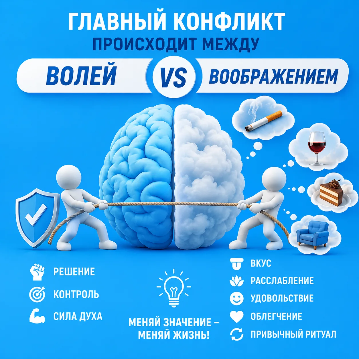 ГЛАВНЫЙ КОНФЛИКТ — МЕЖДУ ВОЛЕЙ И ВООБРАЖЕНИЕМ