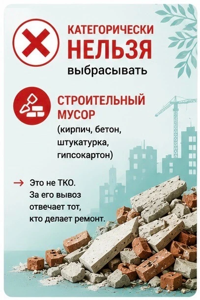 Контейнерная площадка у дома — не бездонная яма. Туда можно выбрасывать только твёрдые ...