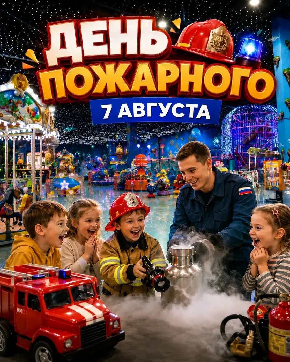 День пожарного

7 августа 

15:00 — Крио-шоу
16:00 — Встреча с сотрудниками МЧС России и мастер-клас
