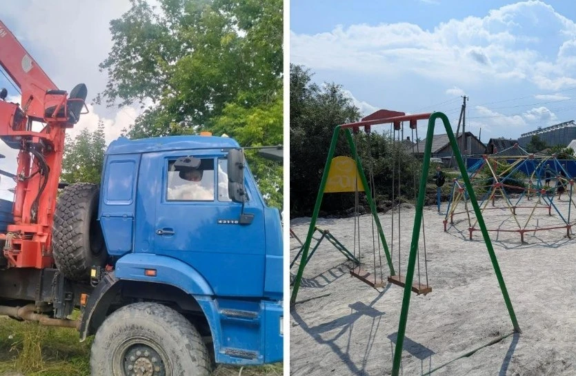 В Искитиме среди бела дня похитили целую детскую площадку