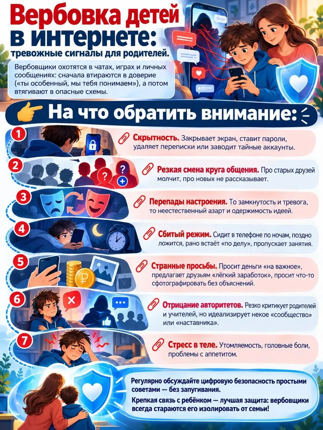 Вербовка детей в интернете: тревожные сигналы для родителей.