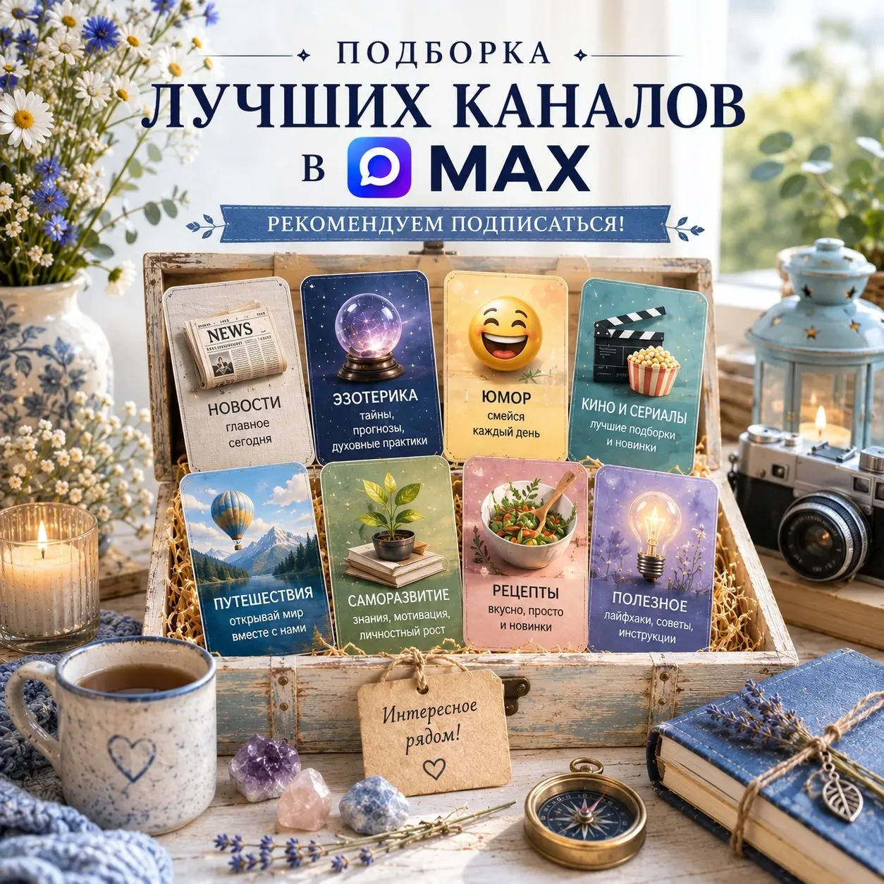 Собрали для вас лучшие каналы МАХ ✨

Интересное, полезное и атмосферное — в одном месте.
Подписывайт