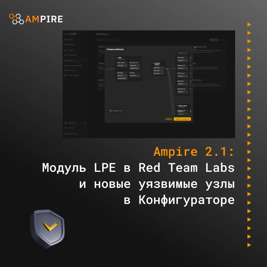 Ampire 2.1: Модуль LPE в Red Team Labs и новые уязвимые узлы в Конфигураторе