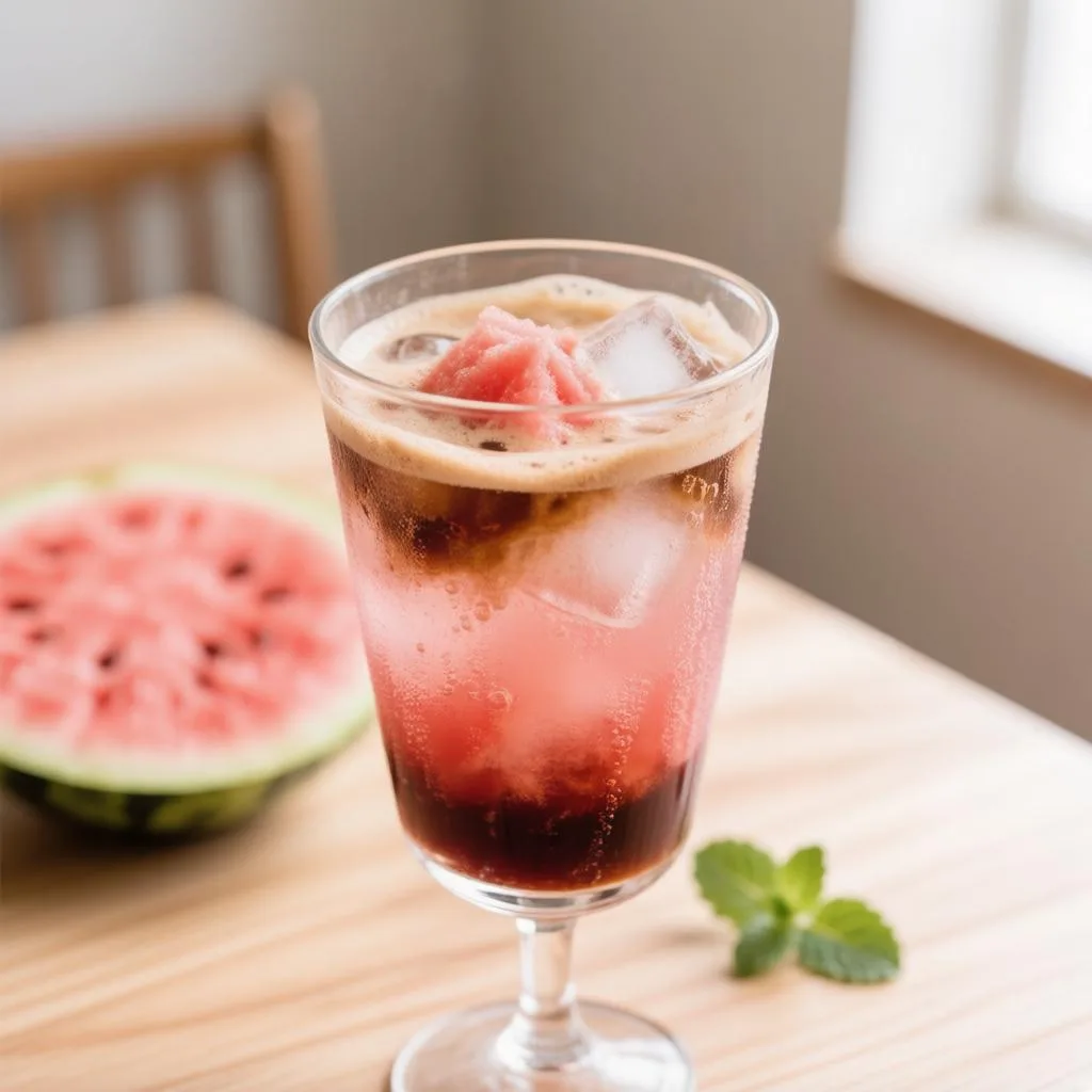 🍉 Необычный летний напиток возглавил чарты этого августа — холодный кофе с арбузом
