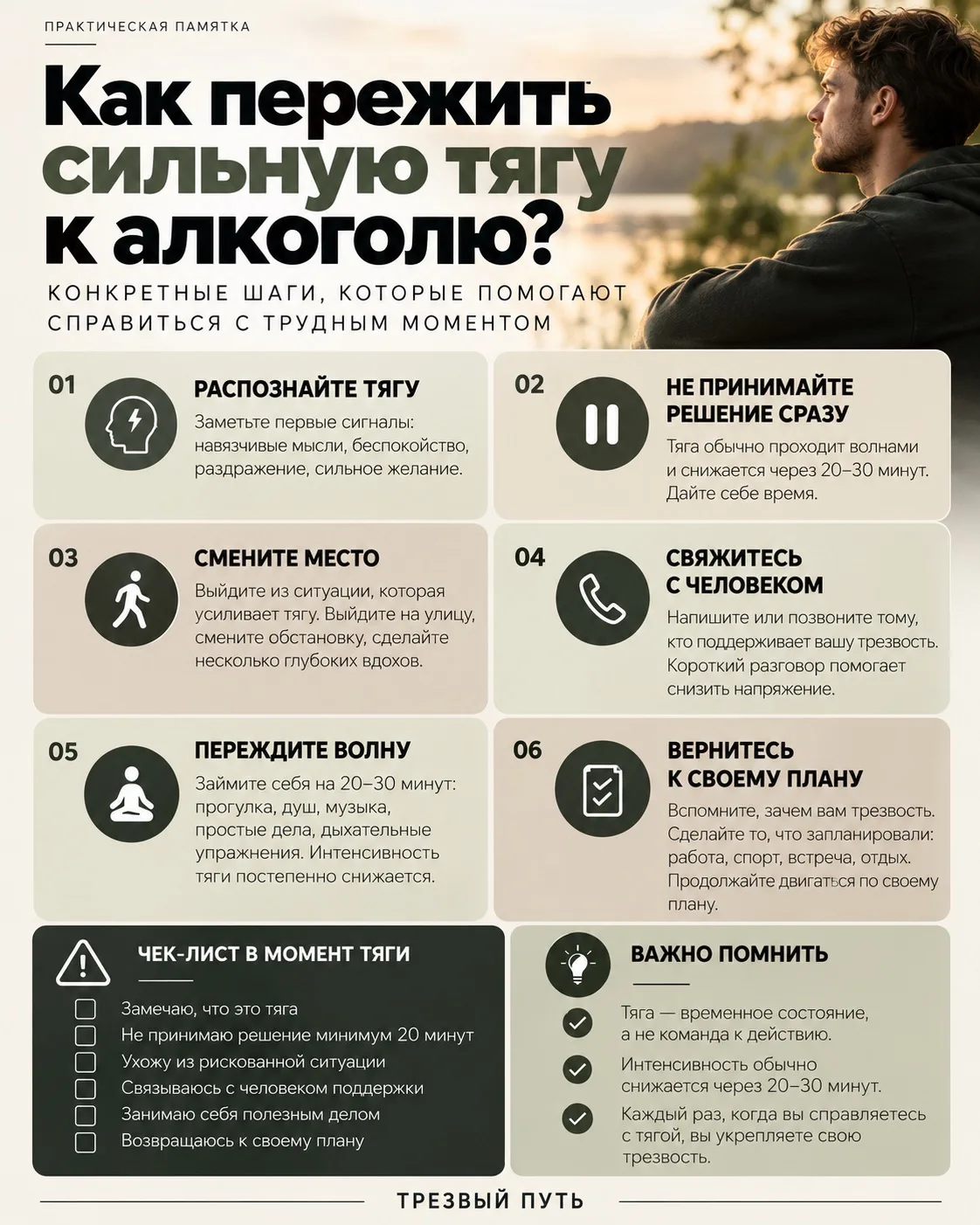 Сильная тяга не всегда возникает из-за желания выпить. Её могут запускать стресс, устал...