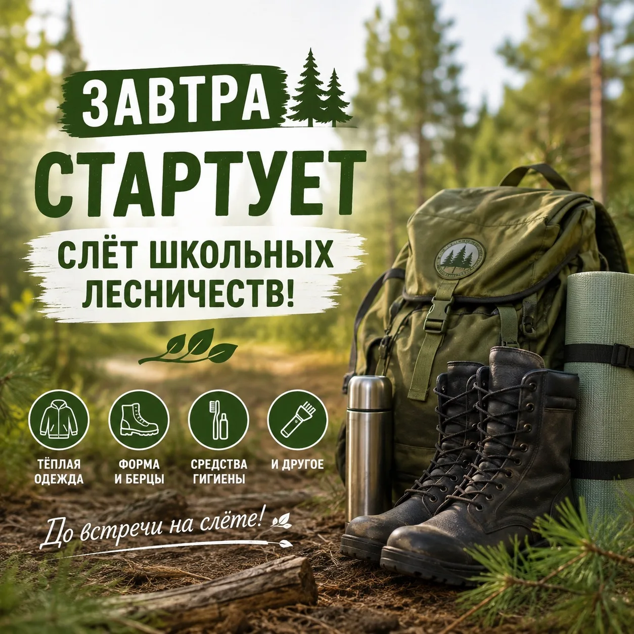 🌲 УЖЕ ЗАВТРА — СТАРТУЕТ СЛЁТ ШКОЛЬНЫХ ЛЕСНИЧЕСТВ! 🌲