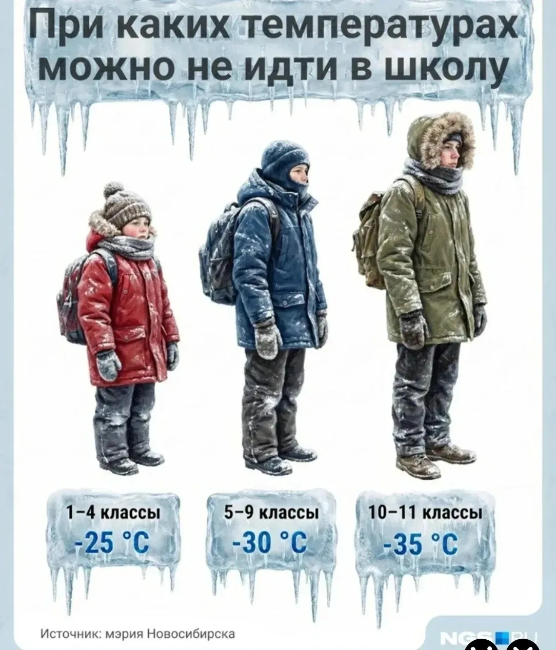 Внимание!!!   В период сильных морозов обучающиеся могут не посещать образовательные организации по 